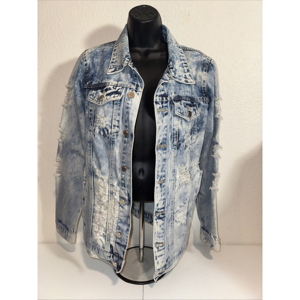 Fantastic Fawn Trucker Jean Jacket Size Small Bleached 90's Style Denim Retro